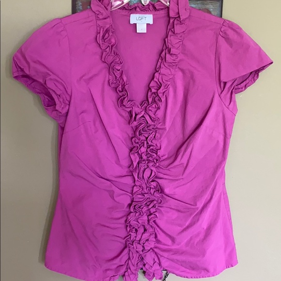 LOFT Tops - Ann Taylor Loft- Cap Sleeve Botton-down Blouse